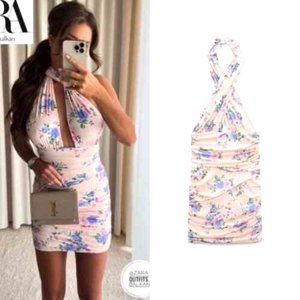 ZARA FLORAL PRINT DRESS PALE PINK/ ZARA SUMMER DRESS ZARA SPRING DRESS